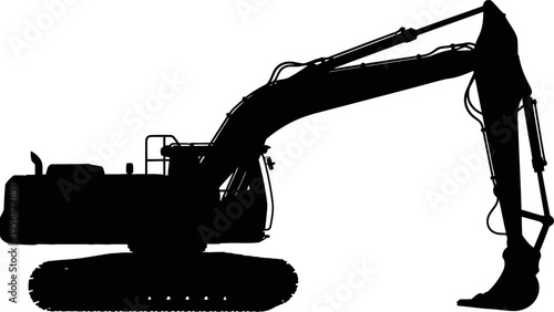 Hydraulic crawler excavator silhouette for construction work