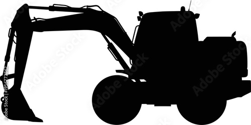 Hydraulic crawler excavator silhouette for earthmoving projects