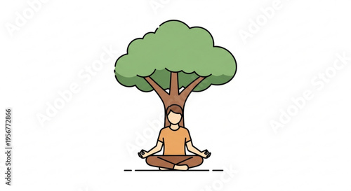 Person meditating cross legged under a tree in a serene outdoor setting for wellness and relaxation