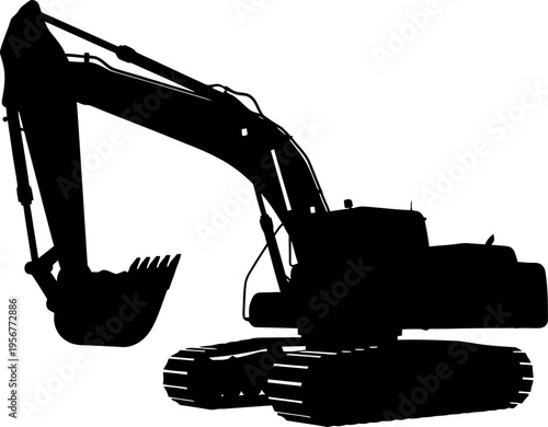 Hydraulic crawler excavator silhouette for earthmoving operations