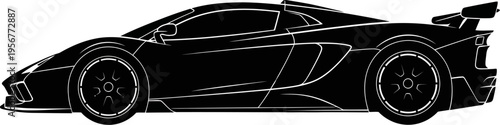 High-performance exotic supercar side view for automotive design