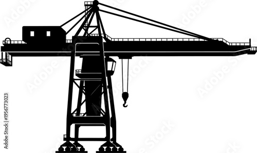 Industrial port crane figure for shipping container logistics