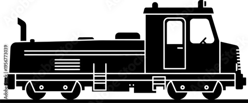 Industrial shunting locomotive silhouette for rail transport