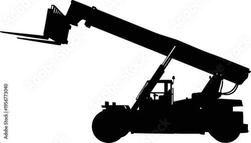Industrial telehandler silhouette with telescopic arm raised
