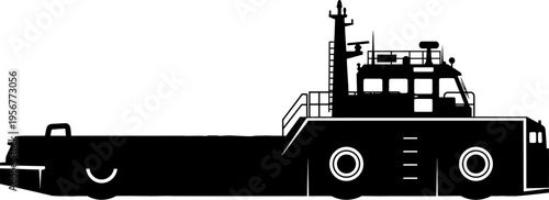 Industrial tugboat silhouette for maritime transport
