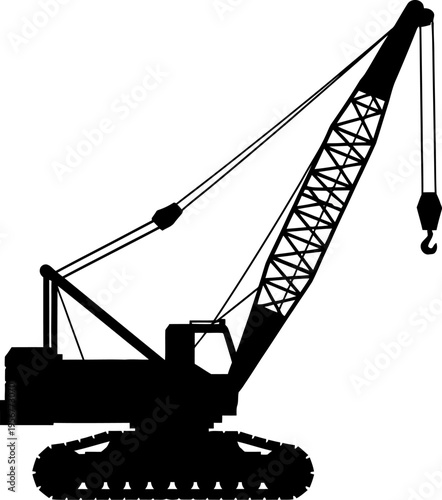 Lattice boom crawler crane heavy lifting silhouette