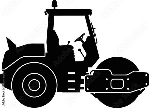 Industrial road roller silhouette for paving
