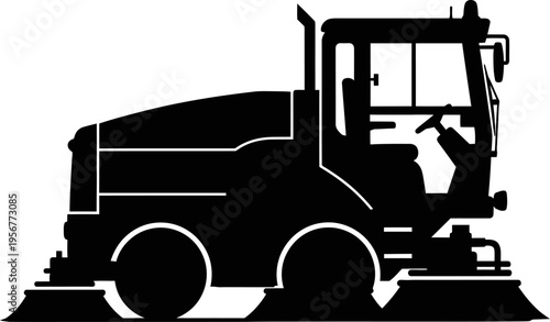 Industrial street sweeper truck silhouette for urban cleaning services