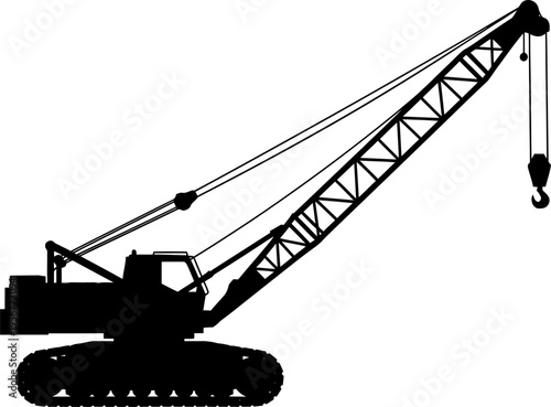 Lattice boom crawler crane silhouette for construction projects