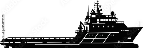 Maritime supply vessel silhouette for offshore industrial support