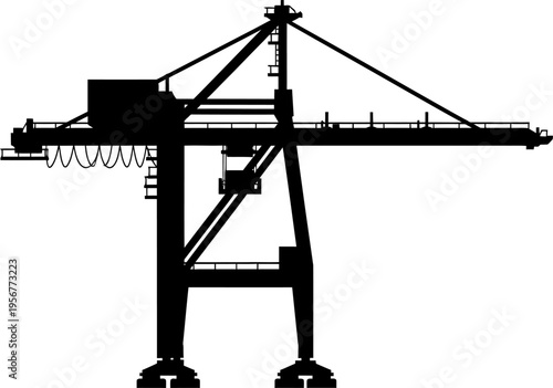 Massive port gantry crane lifting shipping containers