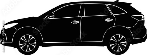 Mid-size crossover vehicle silhouette with aerodynamic profile