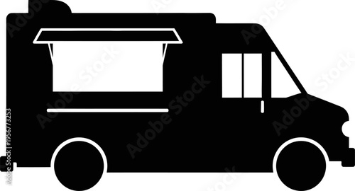 Mobile food truck catering van service silhouette