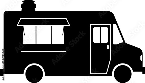 Mobile food truck silhouette with service window