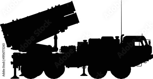 Mobile missile defense system truck silhouette