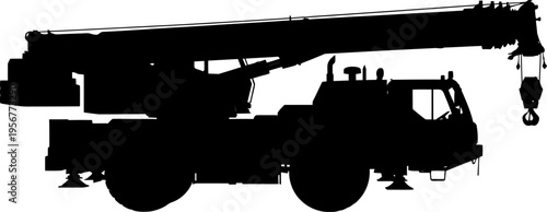 Mobile telescopic crane truck silhouette for heavy lifting operations
