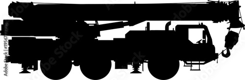 Mobile telescopic crane truck silhouette for construction site operations
