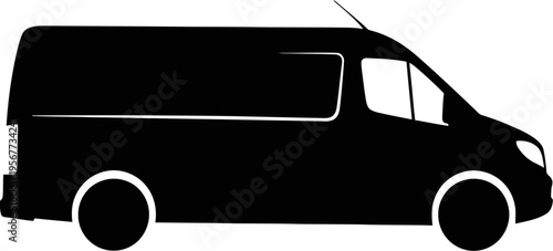 Modern panel delivery van silhouette for business transportation