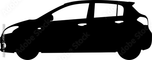 Modern subcompact hatchback vehicle profile silhouette