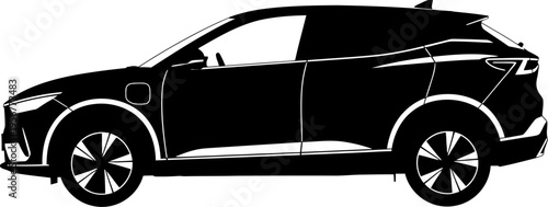 Modern suv crossover vehicle silhouette with outlines