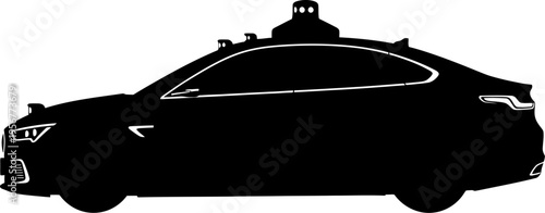 Self driving car silhouette featuring roof mounted lidar sensors