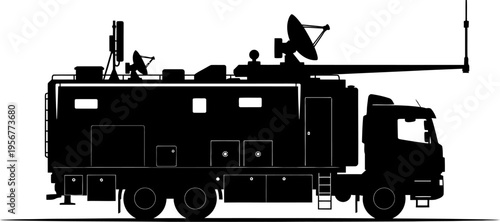Satellite broadcast truck silhouette