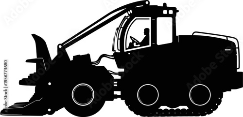 Professional snow groomer silhouette for ski resort maintenance Piste basher