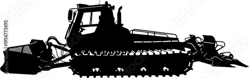 Professional snow groomer silhouette for ski resort maintenance