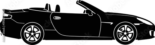 Stylish convertible roadster cruising with the top down