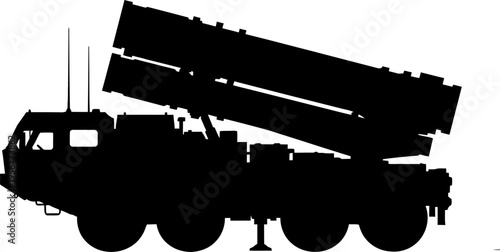 Tactical missile launcher vehicle silhouette for military operations
