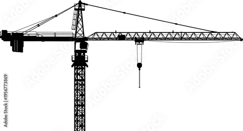 Tall tower crane silhouette for construction site
