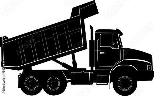 Tipper truck with raised cargo bed for construction site unloading