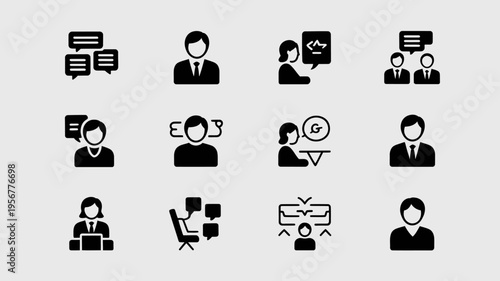 Collection of business communication icons.
