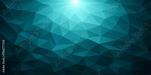 A bright abstract blue background featuring a geometric mosaic pattern of triangle and diamond shapes creates a modern vector illustration with a light textured polygon style wallpaper design
