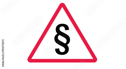 Vector graphic illustration representing a legal warning sign with the section symbol inside a triangle