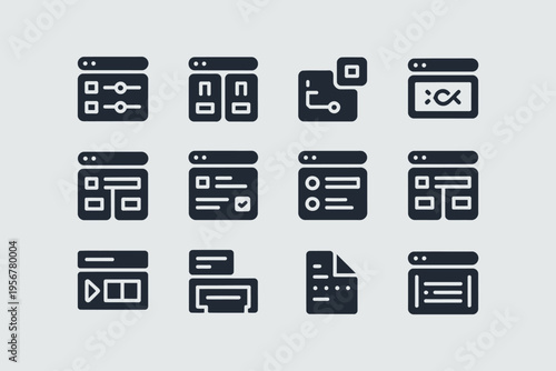 Collection of web browser icons and interface elements.