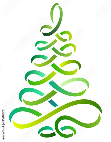 Green Christmas Tree Ribbon Shape