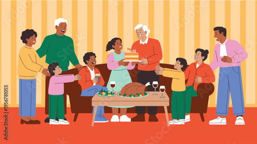 Multi generational family celebration dinner