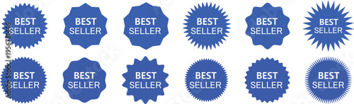 Professional best seller sticker symbols, startup retail and promotional logo shapes, digital assets for social media marketing and banners.