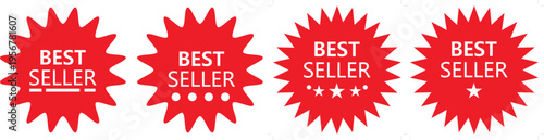 Red starburst best seller icon, professional vector illustration of a vibrant sale.Discount price tag for retail marketing. Premium Product Badge for Top Sales Recognition digital best seller and spec