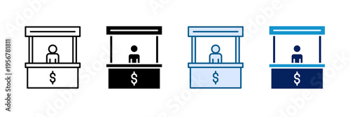 Trade Booth Icon Set Multiple Style Collection
