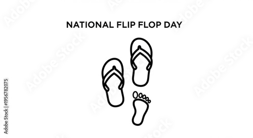 National flip flop day celebration with flip flops and bare foot on white background