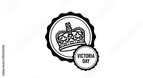 Victoria day royal crown emblem with badge on white background for canadian holiday celebration