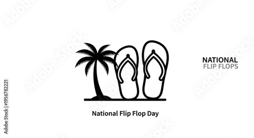 National flip flop day illustration with palm tree and flip flops