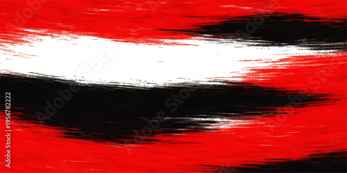 Grunge red and black ink splashes create a textured paint background illustration with artistic brush strokes on an old paper backdrop