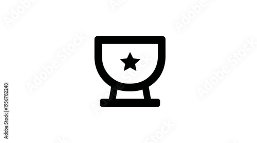 Black trophy icon with a star inside. The trophy rests on a solid base. The background is white