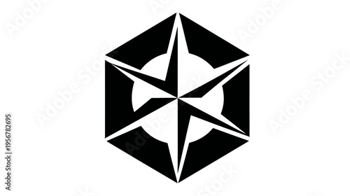 A geometric abstract logo comprised of a central star shape inside of a hexigon