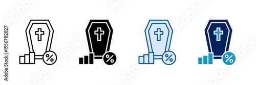 Death Rate Icon Set Multiple Style Collection
