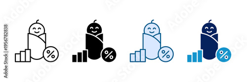 Birth Rate Icon Set Multiple Style Collection