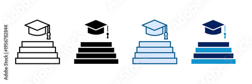 Education Level Icon Set Multiple Style Collection